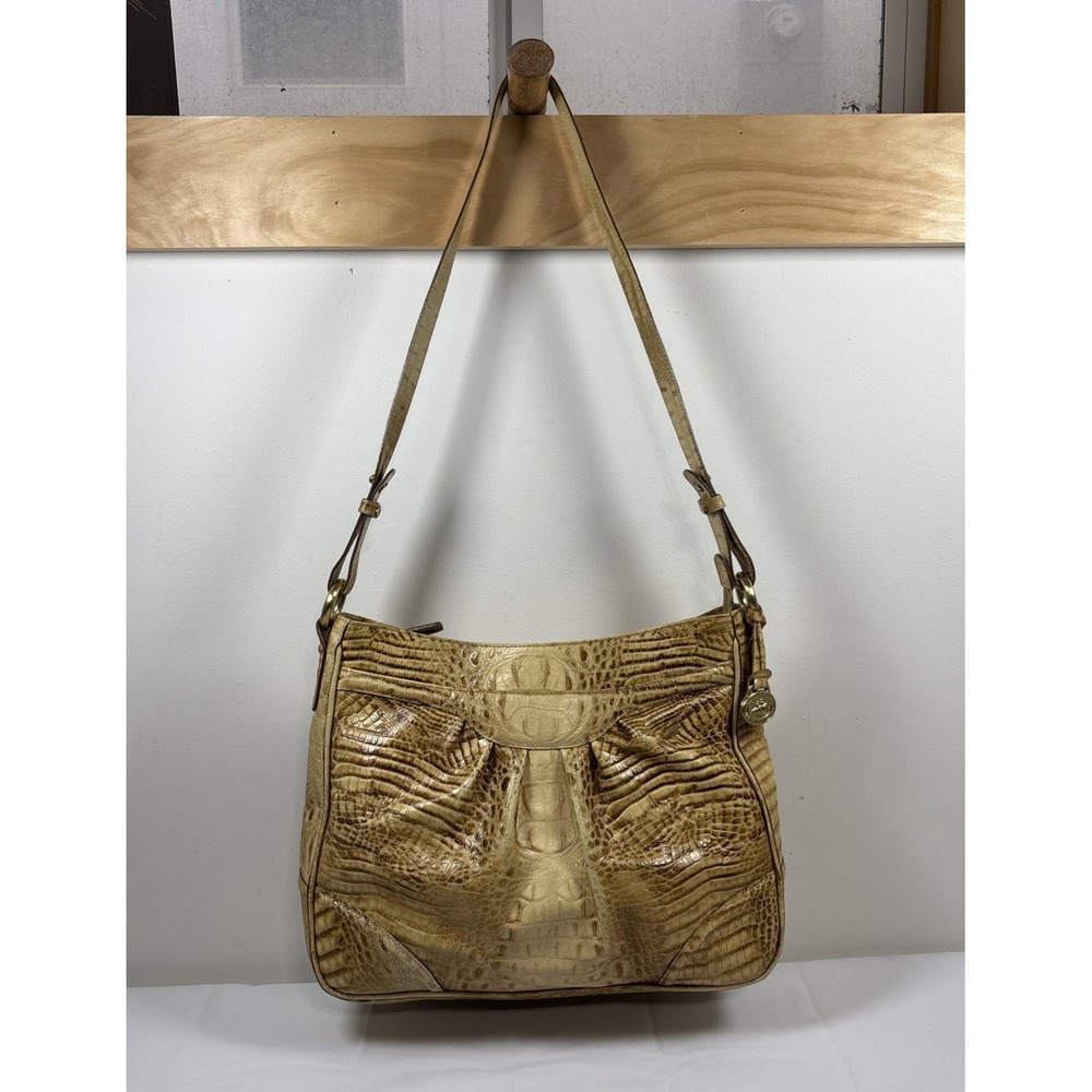 VTG Brahmin Sunburst‎ Melbourne Croc Embossed Leather Shoulder Hobo HandBag Y2K